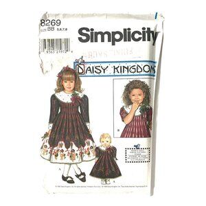SIMPLICITY 8269 "Daisy Kingdom" Girls & Dolls Heirloom Matching Dress UNCUT